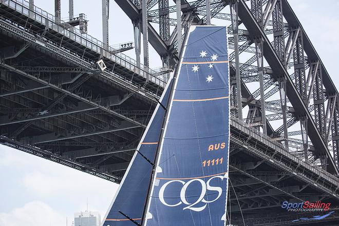 CQS sails under the Sydney Harbour Bridge - CQS Media Launch © Beth Morley - Sport Sailing Photography http://www.sportsailingphotography.com